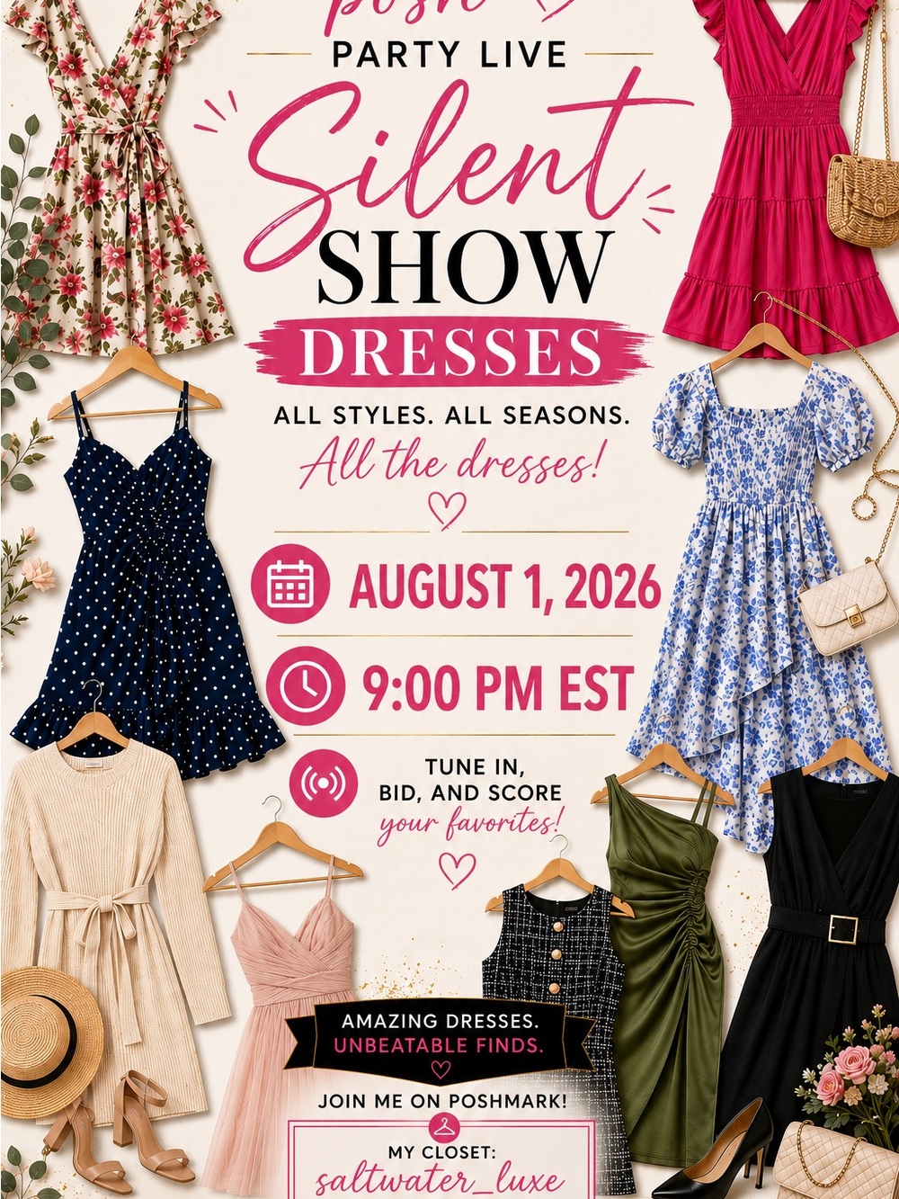 Posh Live Silent Share Show - All DRESSES! Buy and/or auction your dresses!